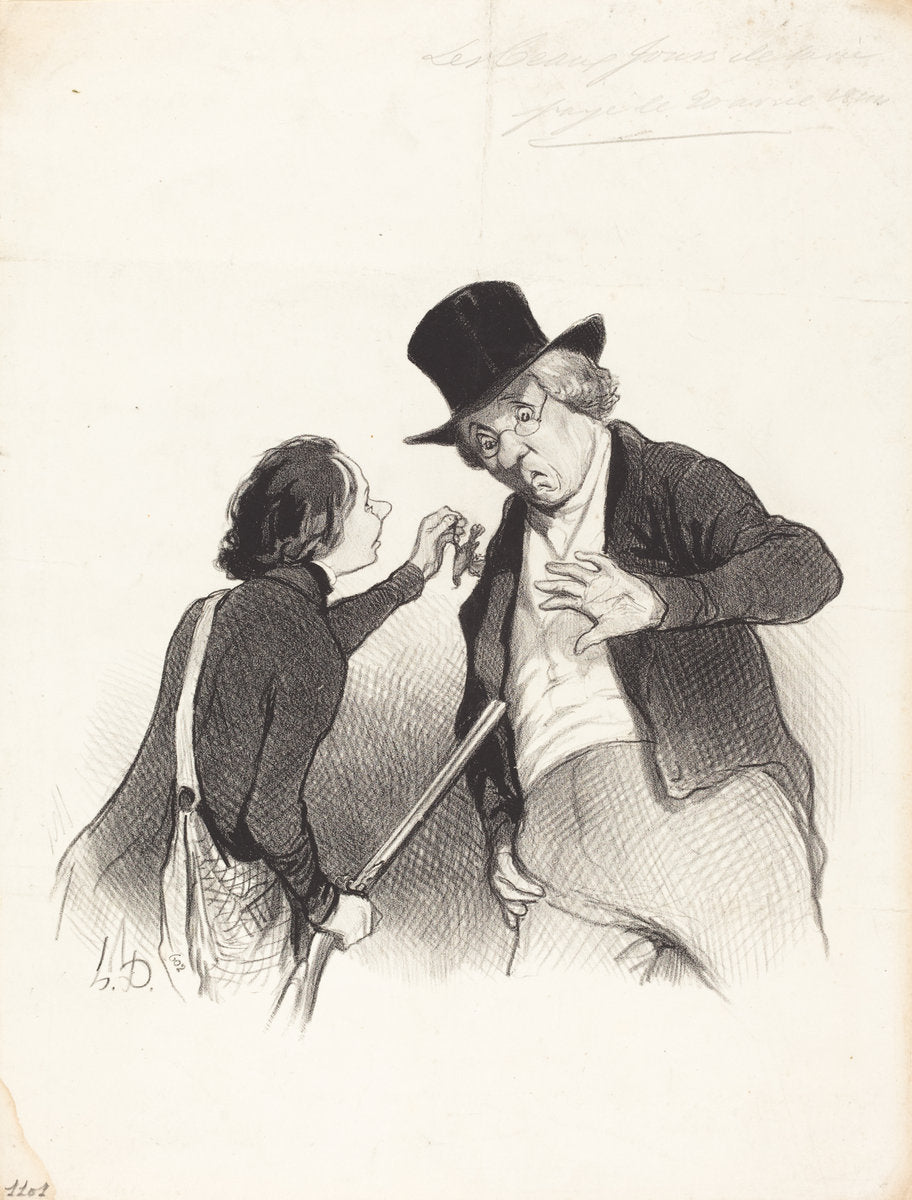Un Début a la chasse by Honoré Daumier (French, 1808 - 1879), 16X12"(A3)Poster Print