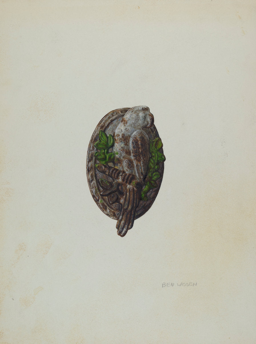 Door Knocker by Ben Lassen (American, 1904 - 1968), 16X12"(A3)Poster Print