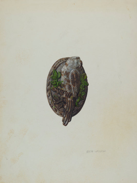 Door Knocker by Ben Lassen (American, 1904 - 1968), 16X12"(A3)Poster Print