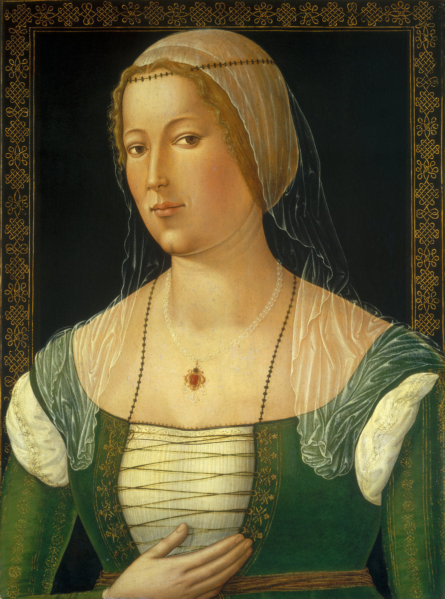 Portrait of a Young Woman by Girolamo di Benvenuto (Sienese, 1470 - 1524), 16X12"(A3)Poster Print