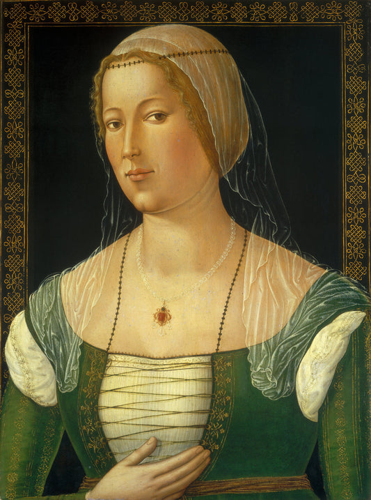 Portrait of a Young Woman by Girolamo di Benvenuto (Sienese, 1470 - 1524), 16X12"(A3)Poster Print