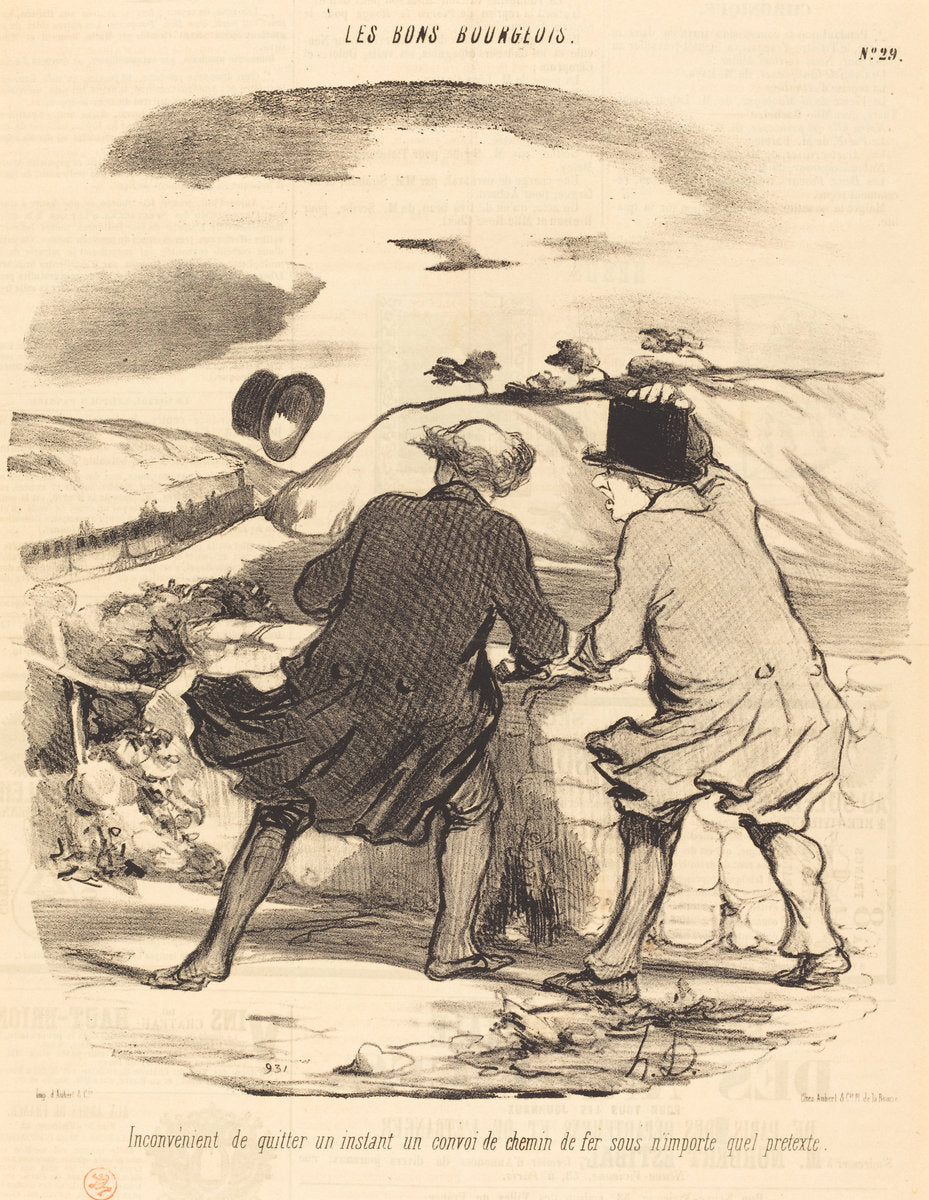 Inconvénient de quitter...un convoi de chemin de fer... by Honoré Daumier (French, 1808 - 1879), 16X12"(A3)Poster Print