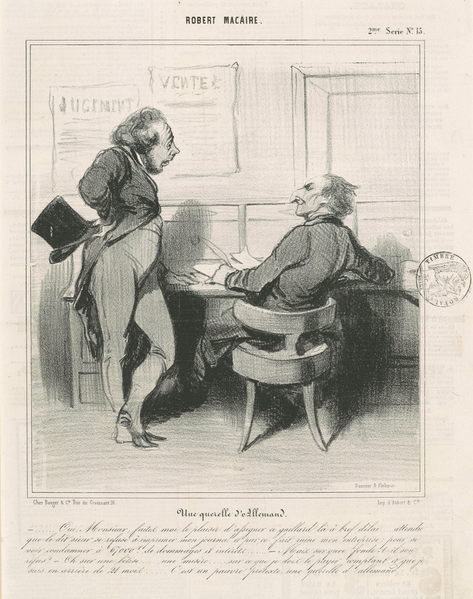 Une querelle d'allemand by Honoré Daumier (French, 1808 - 1879), 16X12"(A3)Poster Print