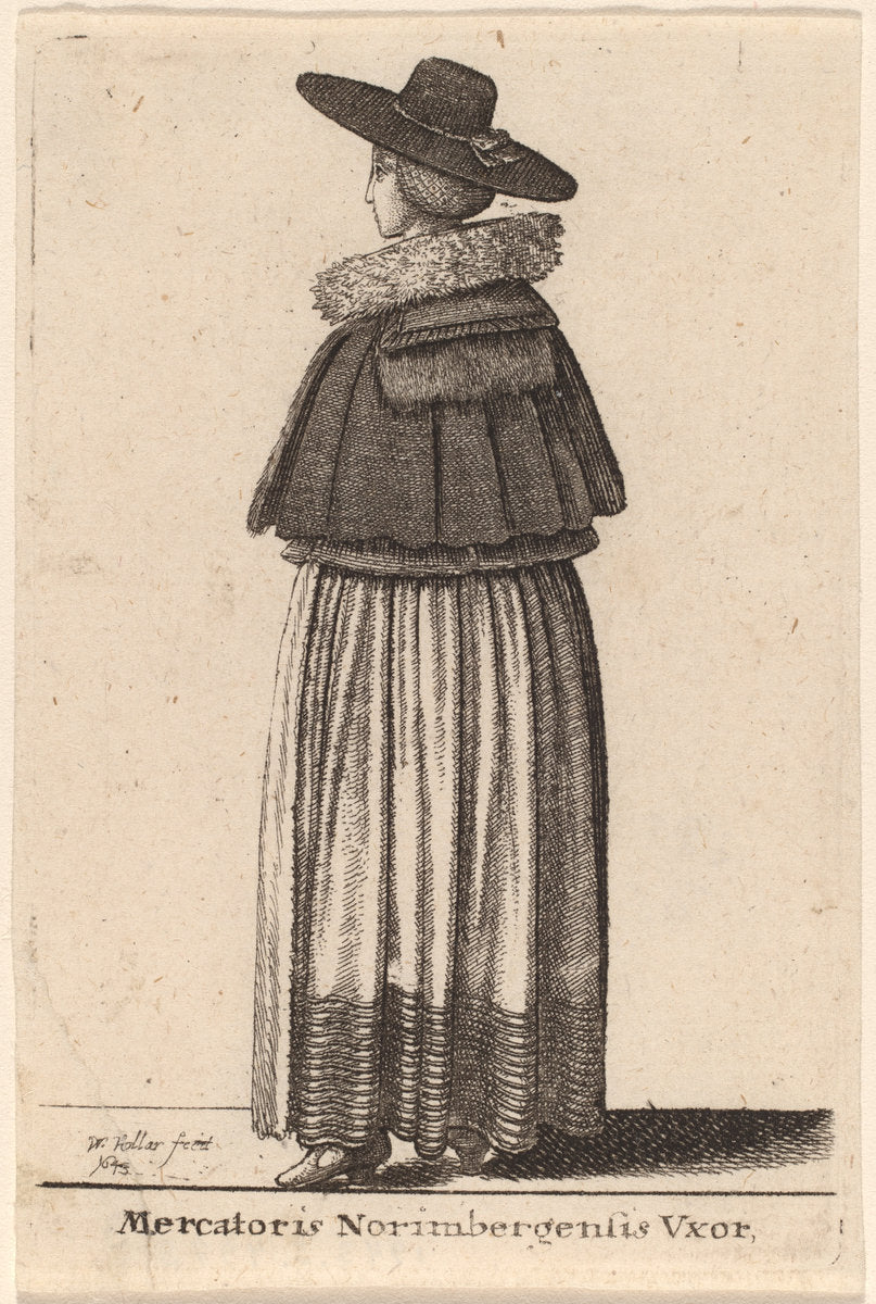 Mercatoris Norimbergensis Vxor by Wenceslaus Hollar (Bohemian, 1607 - 1677), 16X12"(A3)Poster Print