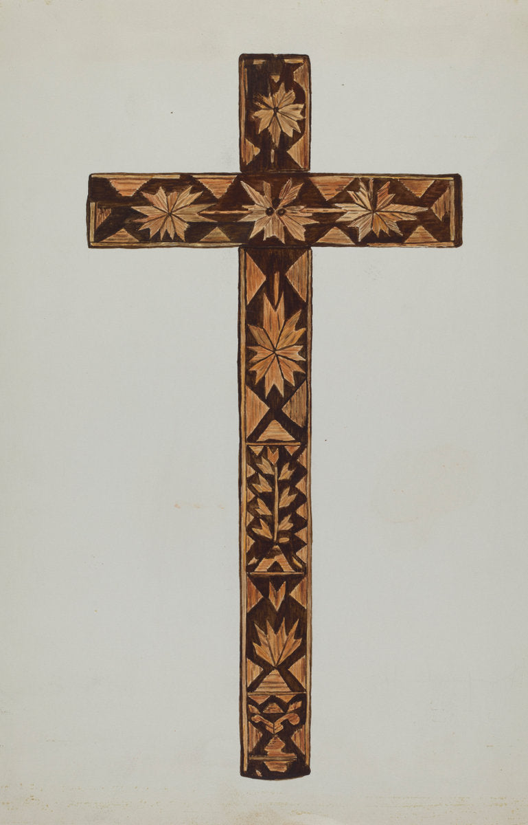 Straw Inlay Cross by Margery Parish (American, active c. 1935), 16X12"(A3)Poster Print