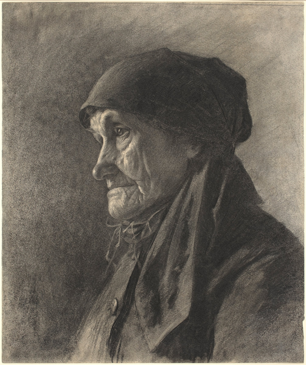 An Elderly Peasant Woman by Léon-Augustin Lhermitte (French, 1844 - 1925), 16X12"(A3)Poster Print