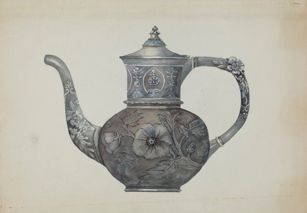 Pewter Teapot by Beulah Bradleigh (American, active c. 1935), 16X12"(A3)Poster Print