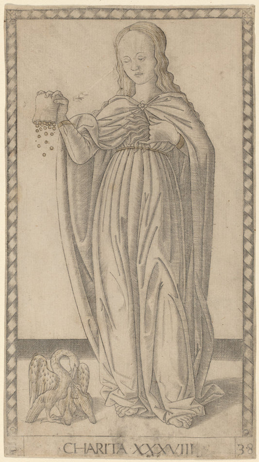 Charita (Charity) by Master of the E-Series Tarocchi (Italian, active c. 1465), 16X12"(A3)Poster Print