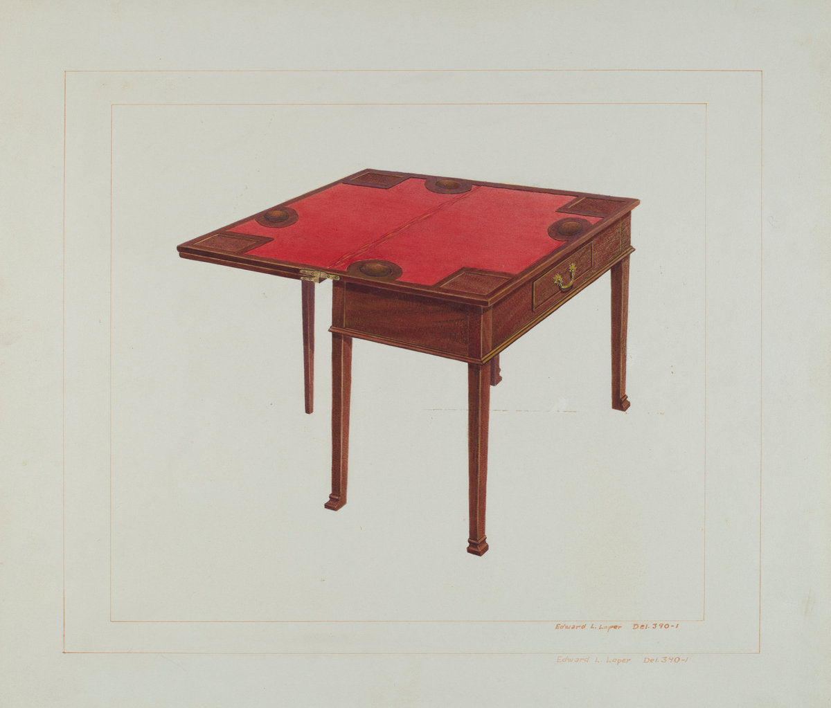 Three Leaf Gaming Table by Edward L. Loper (American, born 1916), 16X12"(A3)Poster Print