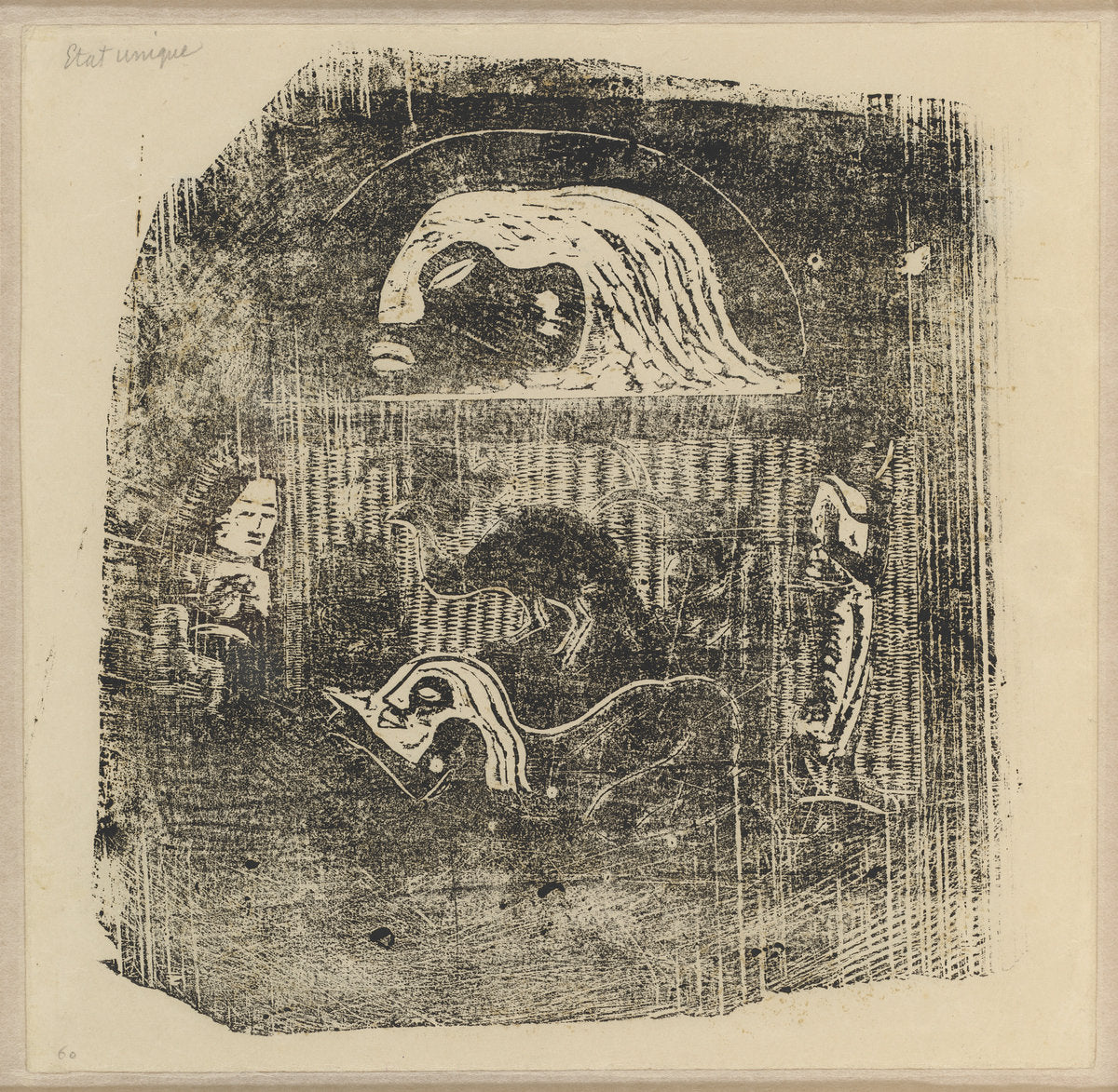 Te Atua (The Gods) Small Plate [verso] by Paul Gauguin (French, 1848 - 1903), 16X12"(A3)Poster Print