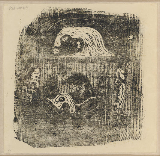 Te Atua (The Gods) Small Plate [verso] by Paul Gauguin (French, 1848 - 1903), 16X12"(A3)Poster Print