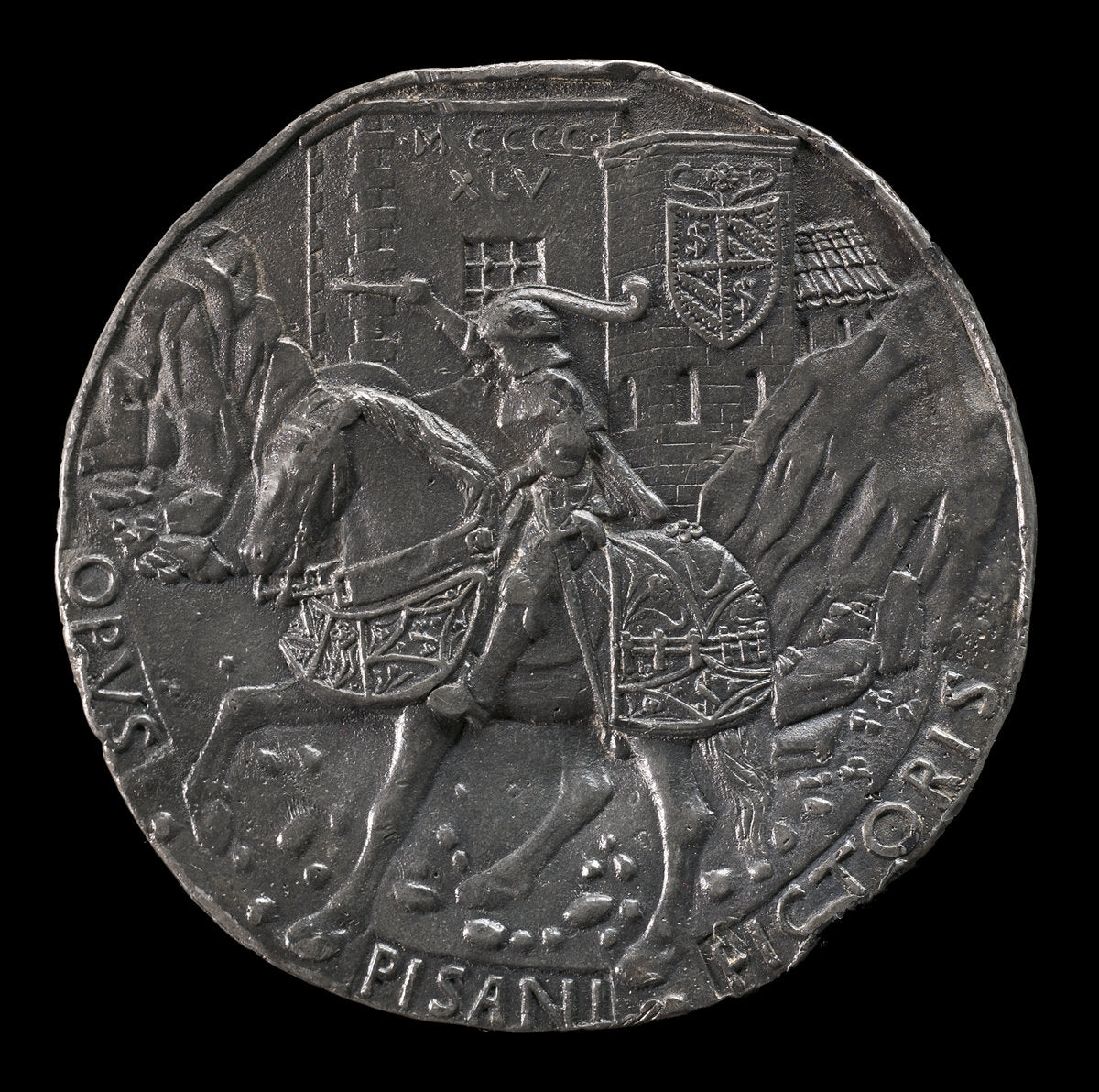 Sigismondo on a Charger before a Fortress [reverse] by Pisanello (Veronese, c. 1395 - 1455), 16X12"(A3)Poster Print