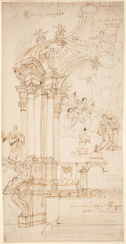 A Baldacchino by Andrea Pozzo (Italian, 1642 - 1709), 16X12"(A3)Poster Print