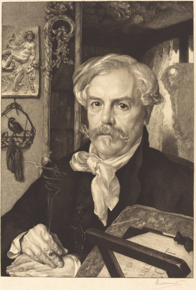 Edmond de Goncourt by Félix Bracquemond (French, 1833 - 1914), 16X12"(A3)Poster Print