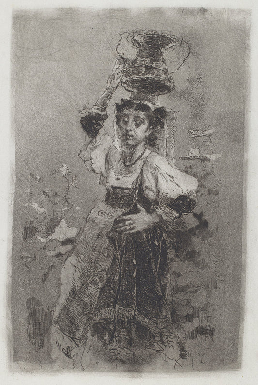 Peasant Woman of the Campagna [Ciociara] by Mosè di Giosuè Bianchi (Italian, 1840 - 1904), 16X12"(A3)Poster Print