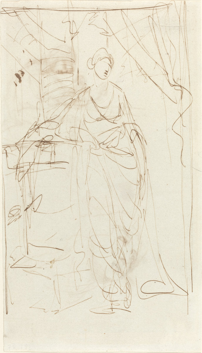 An Elegant Lady in Classical Dress [recto] by George Romney (British, 1734 - 1802), 16X12"(A3)Poster Print