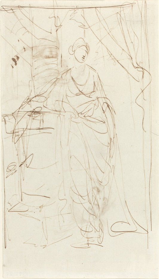 An Elegant Lady in Classical Dress [recto] by George Romney (British, 1734 - 1802), 16X12"(A3)Poster Print