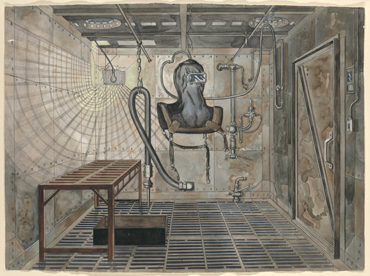 Interior Sand Blasting Chamber, 1935 by Perkins Harnly (American, 1901 - 1986), 16X12"(A3)Poster Print