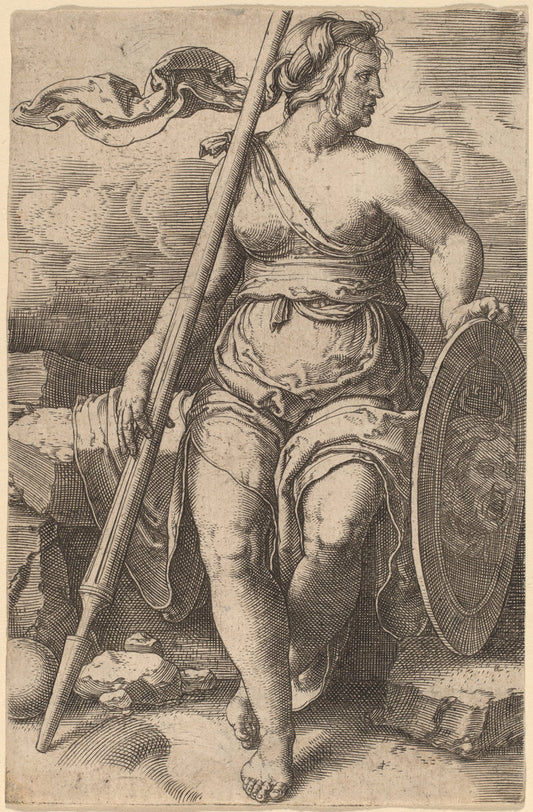 Pallas Athene by Lucas van Leyden (Netherlandish, 1489/1494 - 1533), 16X12"(A3)Poster Print
