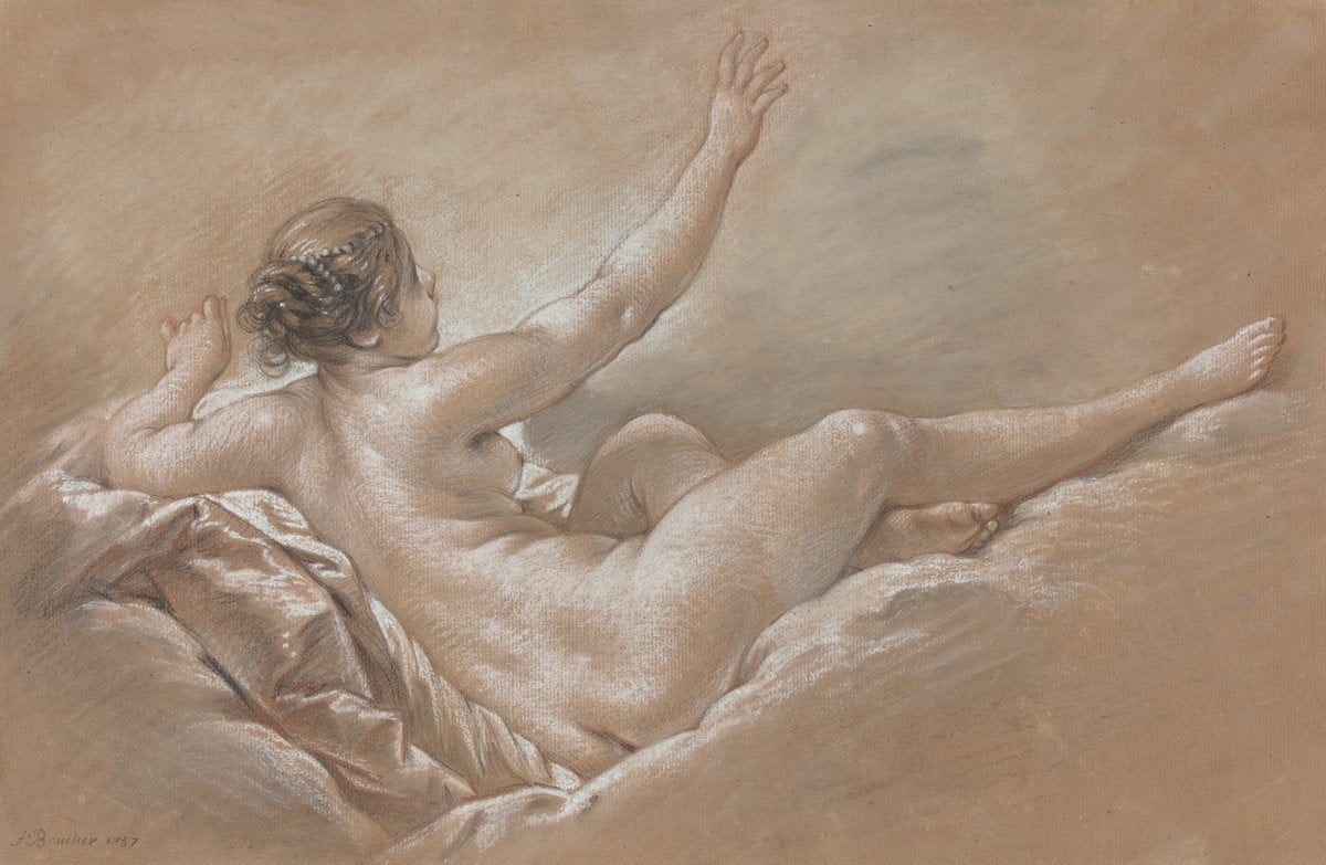 Danae Receiving the Golden Shower by François Boucher (French, 1703 - 1770), 16X12"(A3)Poster Print