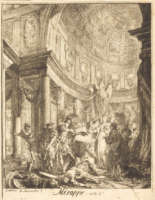Merope by Gabriel Jacques de Saint-Aubin (French, 1724 - 1780), 16X12"(A3)Poster Print