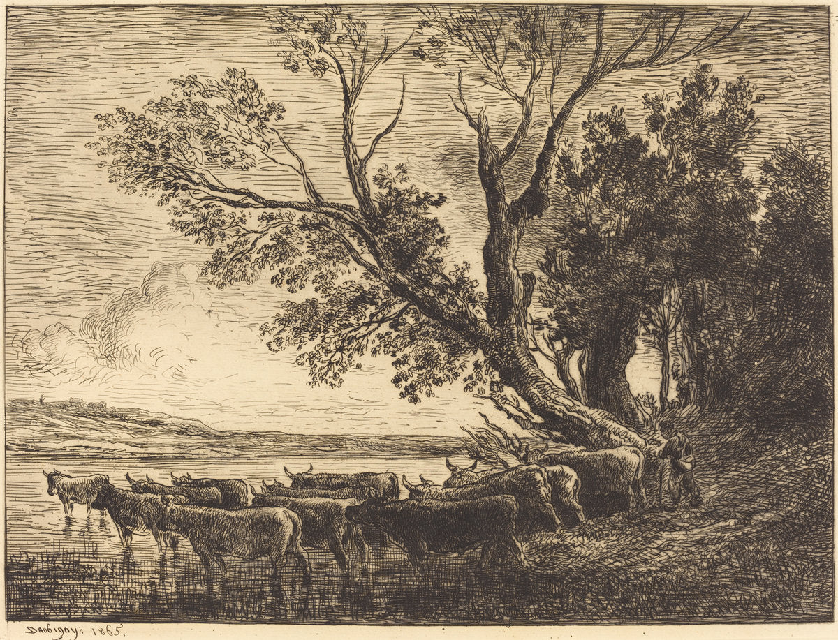The Ford (Le Gue) by Charles-François Daubigny (French, 1817 - 1878), 16X12"(A3)Poster Print