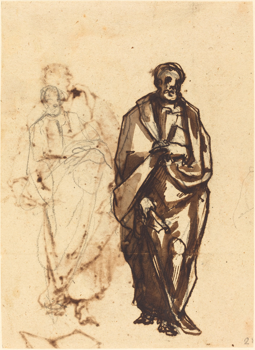 Draped Figure with a Staff by Cherubino Alberti (Roman, 1553 - 1615), 16X12"(A3)Poster Print