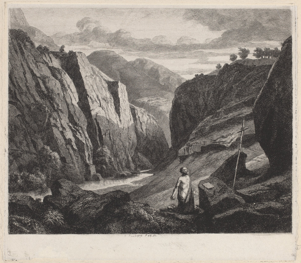 Saint Jerome by Charles-François Daubigny (French, 1817 - 1878), 16X12"(A3)Poster Print