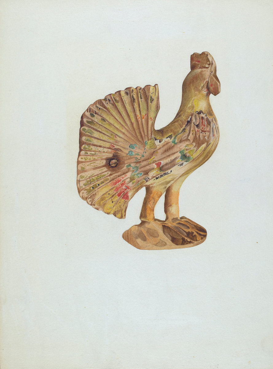 Wooden Chicken by Frances Cohen (American, active c. 1935), 16X12"(A3)Poster Print