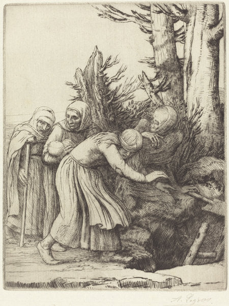 The Triumph of Death: Death Prepares a Dwelling for the Homeless (Le triomphe de la Mort: Lamort a prepare une demeure a des abandonnees) by Alphonse Legros (French, 1837 - 1911), 16X12"(A3)Poster Print