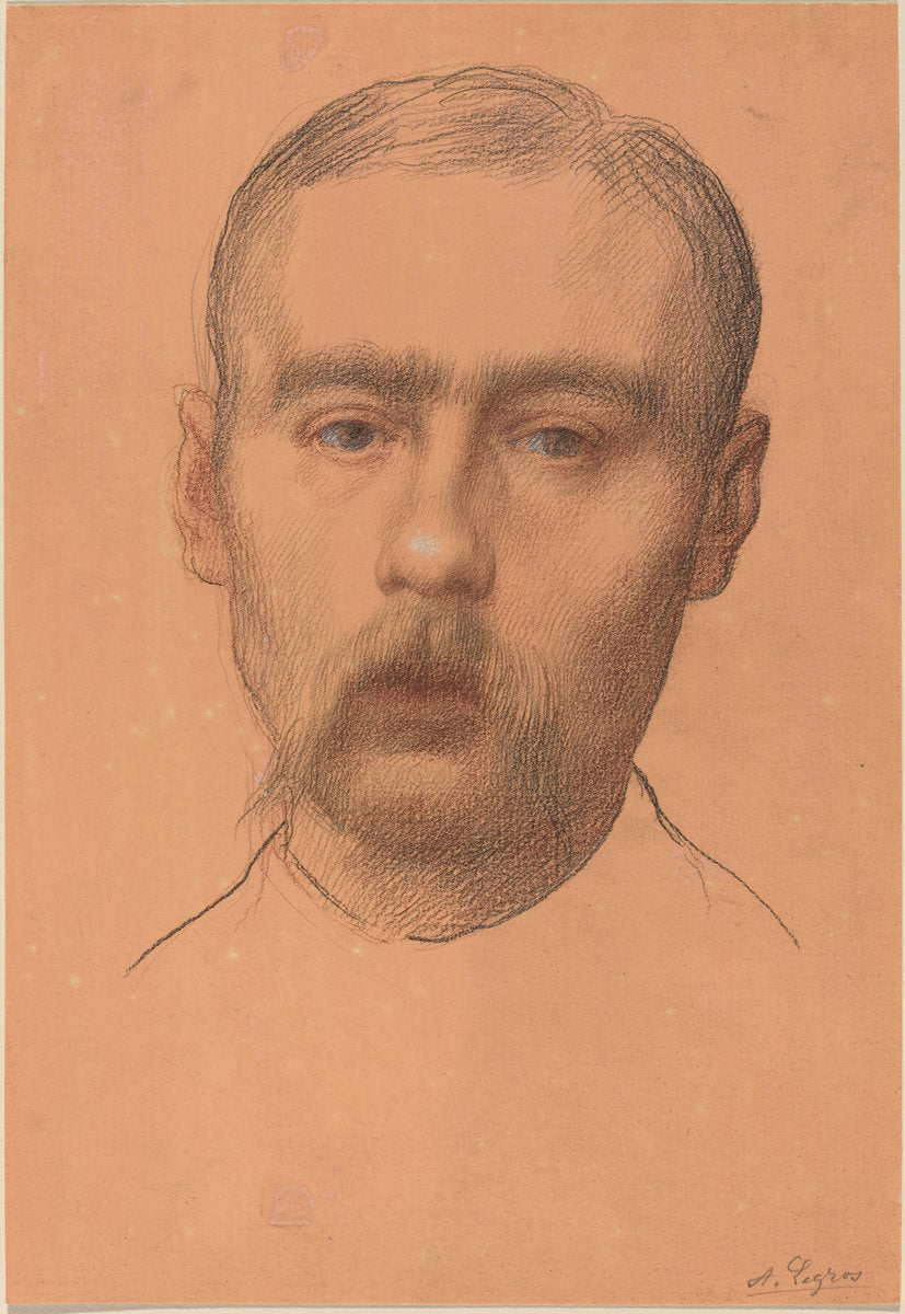 Head of a Man  (Possible Portrait of Professor E.D. Adams) by Alphonse Legros (French, 1837 - 1911), 16X12"(A3)Poster Print