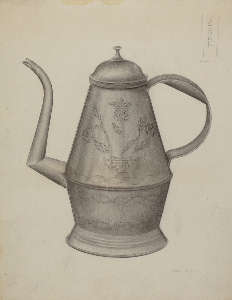 Pa. German Coffee Pot by Samuel O. Klein (American, active c. 1935), 16X12"(A3)Poster Print