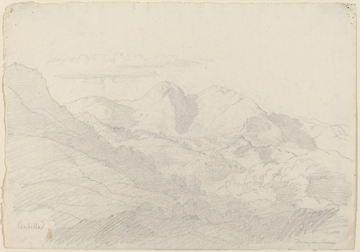 The Sabine Hills and Rocca Santo Stefano Seen from Civitella by Adrian Ludwig Richter (German, 1803 - 1884), 16X12"(A3)Poster Print