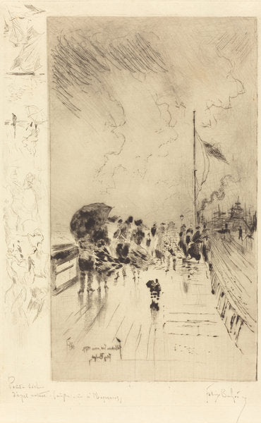 Une Jetée en Angleterre (A Pier in England) by Félix-Hilaire Buhot (French, 1847 - 1898), 16X12"(A3)Poster Print