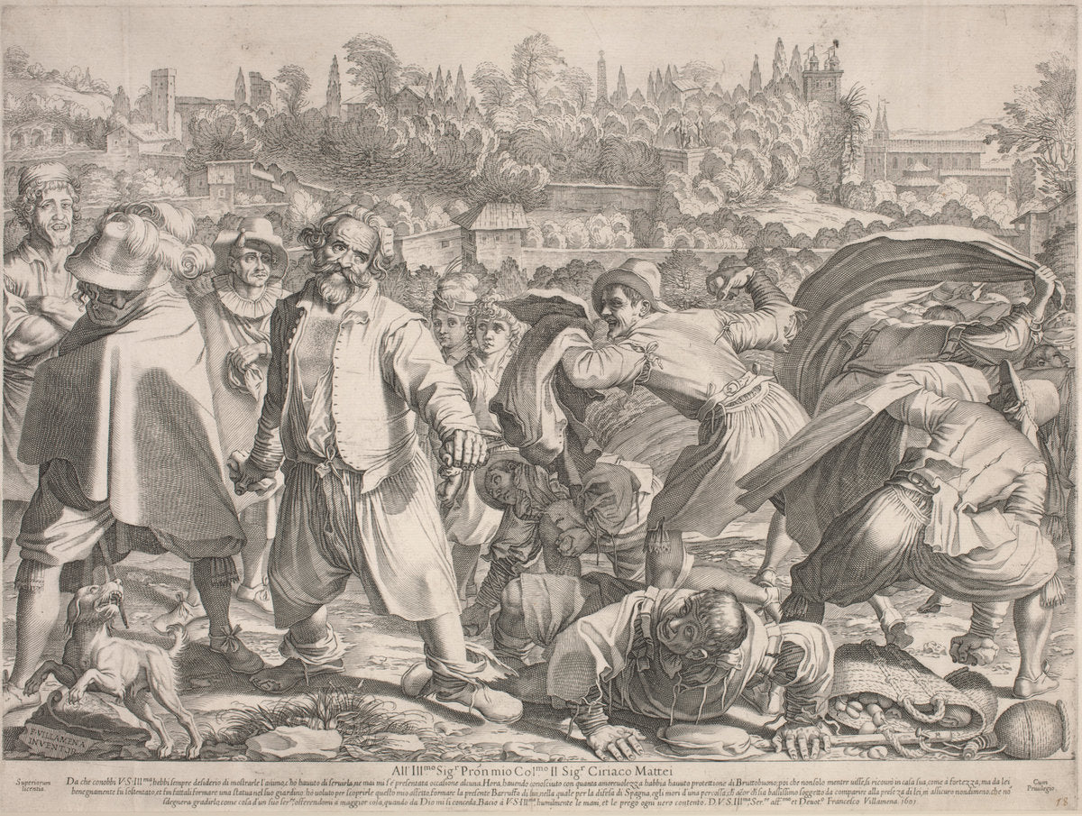 Brutto Buono Stoned by His Enemies by Francesco Villamena (Italian, 1566 - 1624), 16X12"(A3)Poster Print