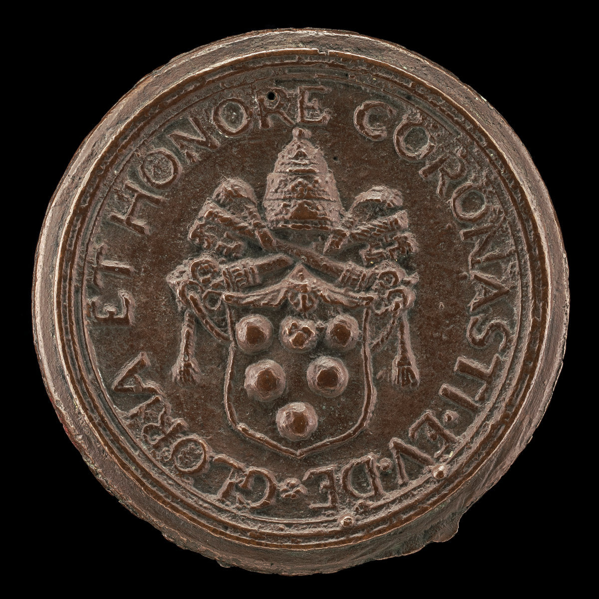 c. 1513/1515 by Roman 16th Century (Shield with the Medici Arms, Surmounted by the Papal  Tiara and Crossed Keys [reverse]), 16X12"(A3)Poster Print