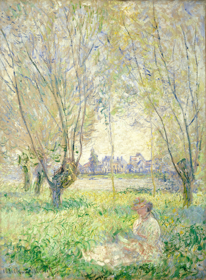 Woman Seated under the Willows by Claude Monet (French, 1840 - 1926), 16X12