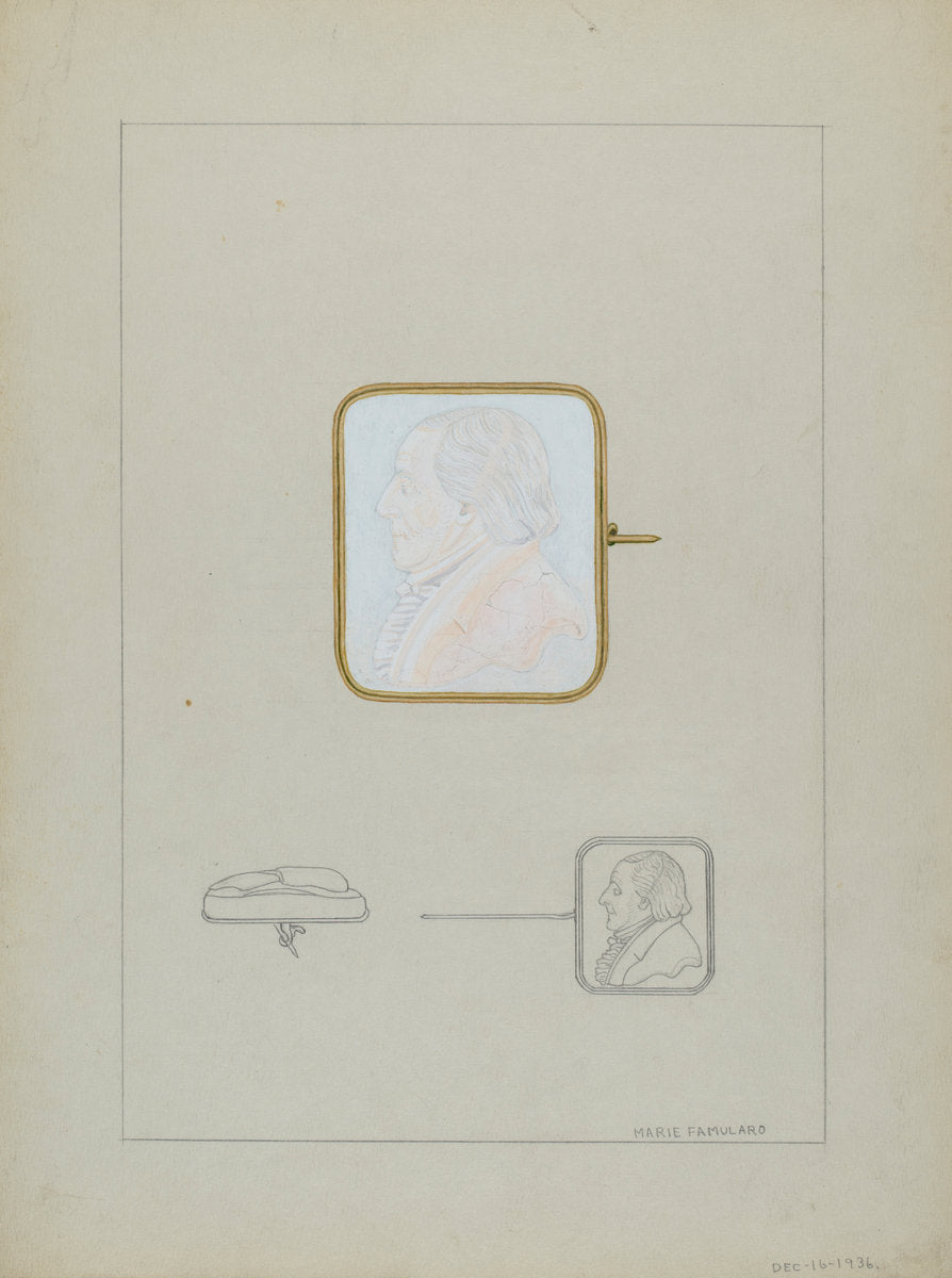 Cameo Brooch by Marie Famularo (American, 1901 - 1975), 16X12"(A3)Poster Print