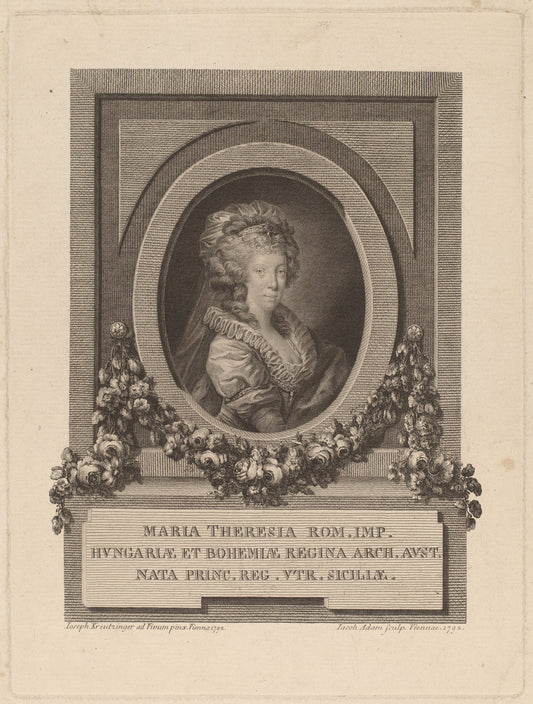 Marie-Thérèse, Holy Roman Empress by Jacob Adam after Josef Kreutzinger (Austrian, 1748 - 1811), 16X12"(A3)Poster Print