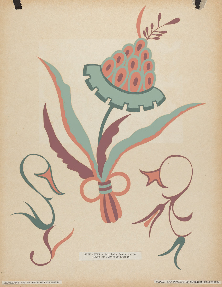 1935/1942 by American 20th Century (San Luis Rey Side Altar from the portfolio "Decorative Art of Spanish California"), 16X12"(A3)Poster Print