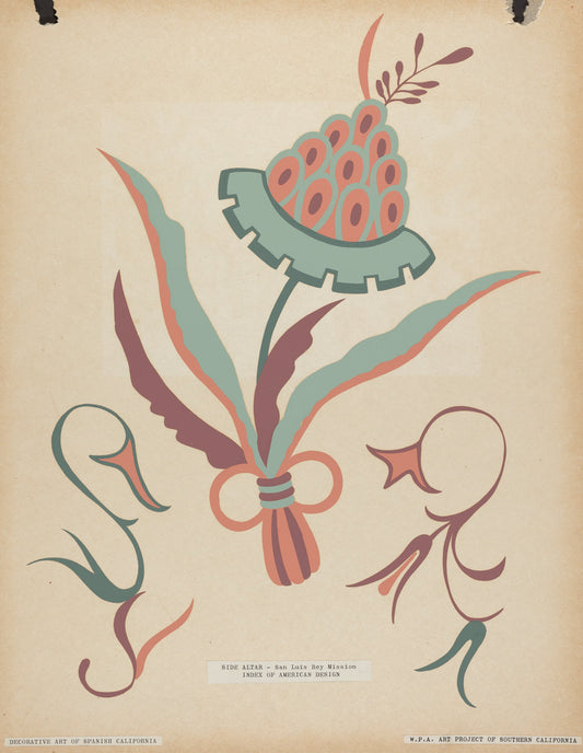 1935/1942 by American 20th Century (San Luis Rey Side Altar from the portfolio "Decorative Art of Spanish California"), 16X12"(A3)Poster Print