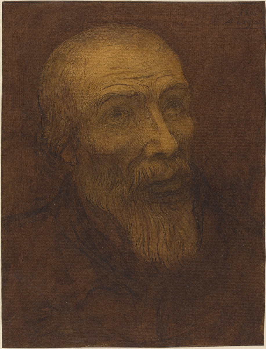 Head of a Bald Man with a Beard by Alphonse Legros (French, 1837 - 1911), 16X12"(A3)Poster Print