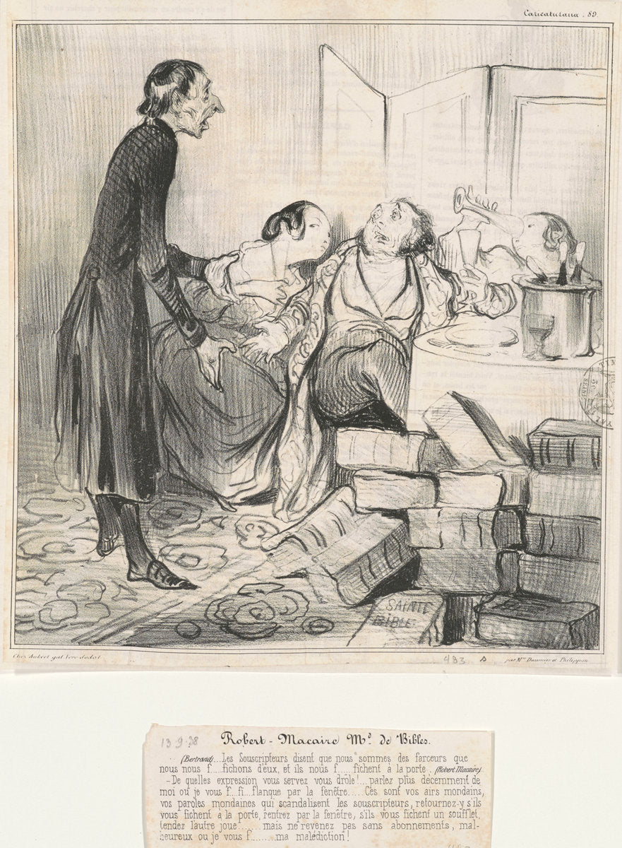 Robert Macaire Md de Bibles by Honoré Daumier (French, 1808 - 1879), 16X12"(A3)Poster Print