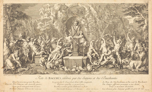 Feste de Bacchus, celebree par des Satyres et des Bacchantes (Feast of Bacchus Celeb rated by Satyrs and Bacchanales) by Claude Gillot (French, 1673 - 1722), 16X12"(A3)Poster Print