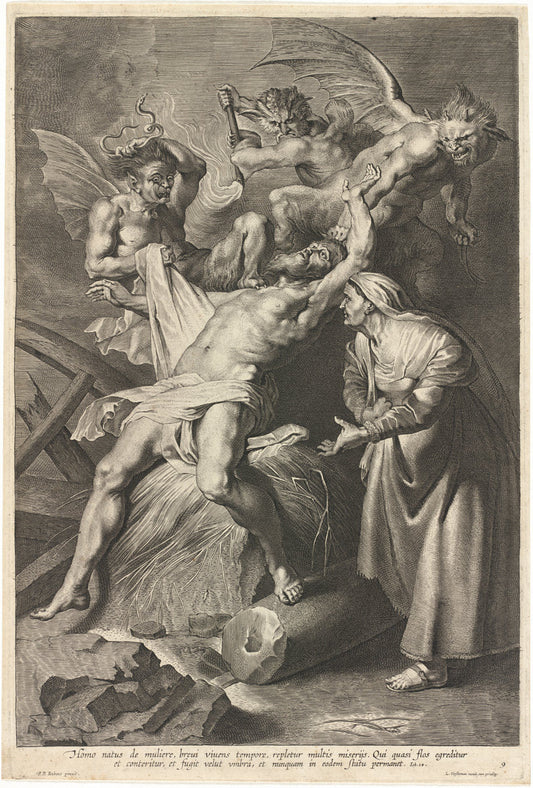 Job Tormented by Demons and Abused by His Wife by Lucas Emil Vorsterman after Sir Peter Paul Rubens (Flemish, 1595 - 1675), 16X12"(A3)Poster Print