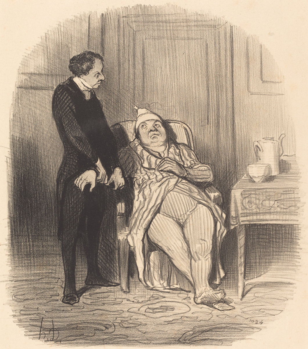 Ah! docteur... je crois... que j'suis poitrinaire! by Honoré Daumier (French, 1808 - 1879), 16X12"(A3)Poster Print