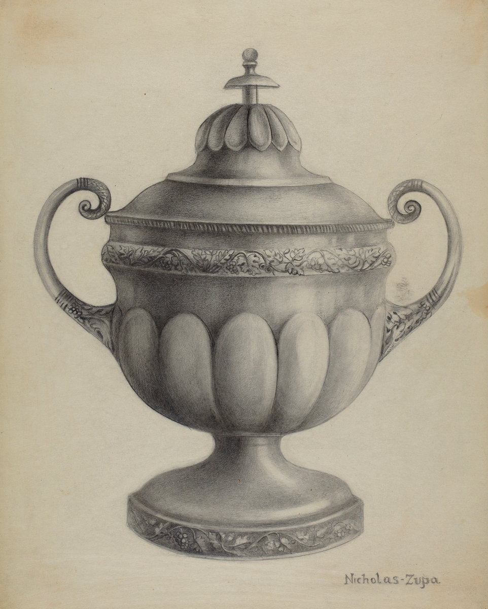 Silver Sugar Bowl by Nicholas Zupa (American, active c. 1935), 16X12"(A3)Poster Print