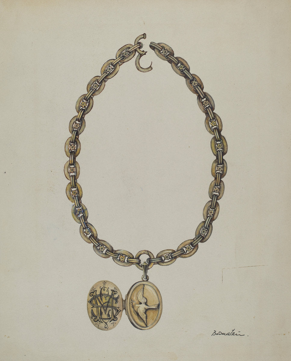 Necklace and Locket by Molly Bodenstein (American, 1902 - 1971), 16X12"(A3)Poster Print