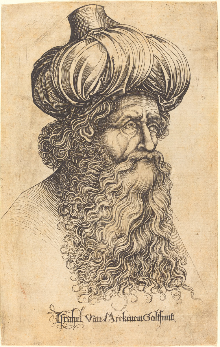 Head of an Aged Man by Israhel van Meckenem (German, c. 1445 - 1503), 16X12"(A3)Poster Print