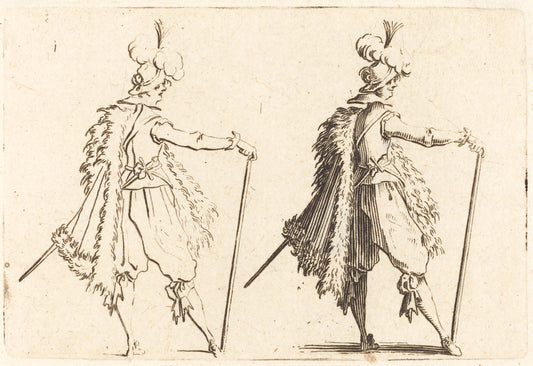 Gentleman with Cane by Jacques Callot (French, 1592 - 1635), 16X12"(A3)Poster Print